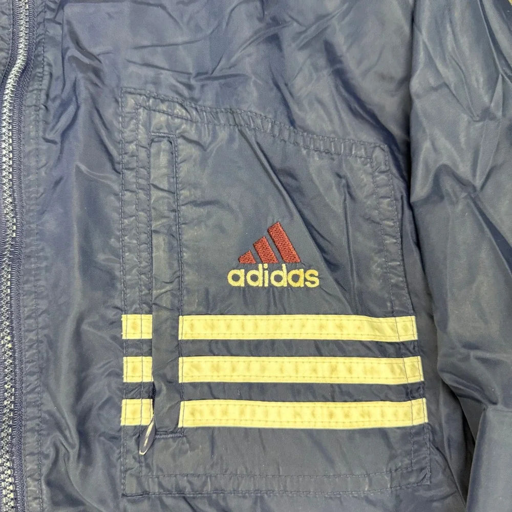 Vintage‎ Adidas Windbreaker Jacket Full Zip Navy Blue 90s Retro Mens
